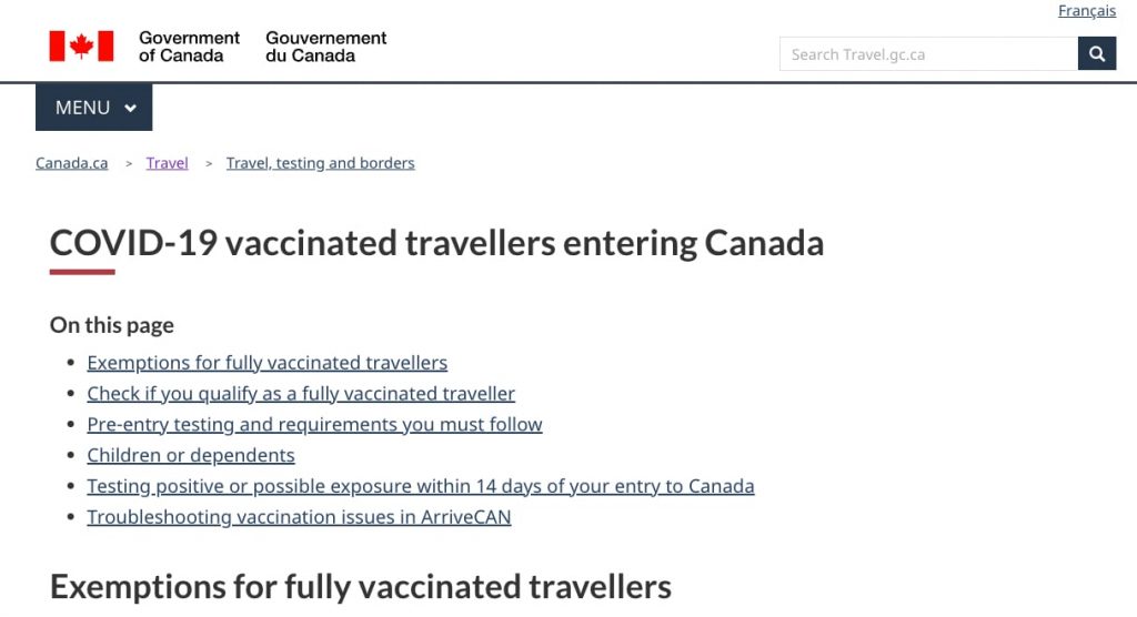 Government of Canada Covid Travel